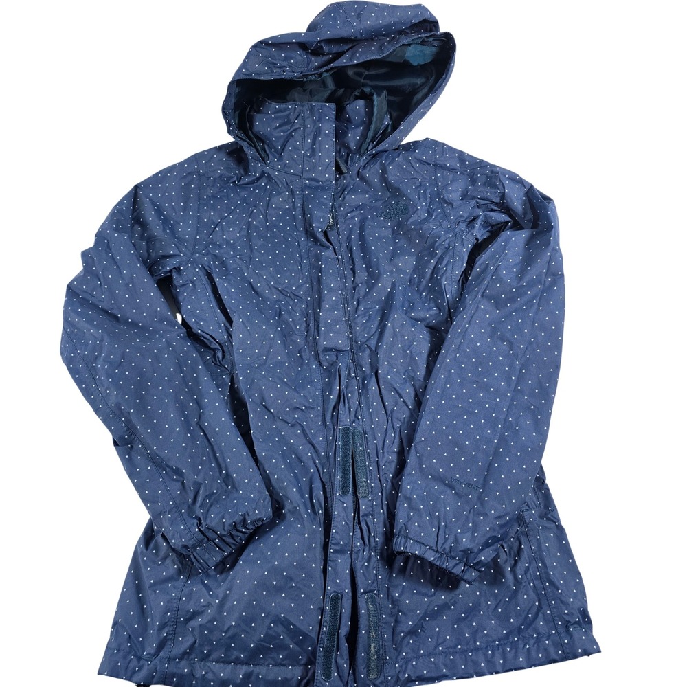 The North Face DryVent Rain Jacket Navy Blue‎ Triangle Print Hooded Womens XS